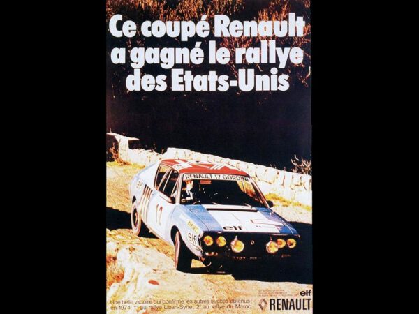 Renault 17 victoire en 1974 en championnat du monde des rallyes - photo Renault